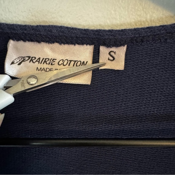 Prairie Cotton Navy Blue Cascade Open Long Sleeve Cardigan Sweater Sz Small - Picture 5 of 6